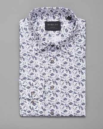 koszula męska dł. rękaw biały slim fit 00272 164/170 42, BORGIO