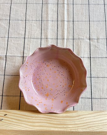 Miska różowa z falbanką głęboki talerzyk, lvviaceramics