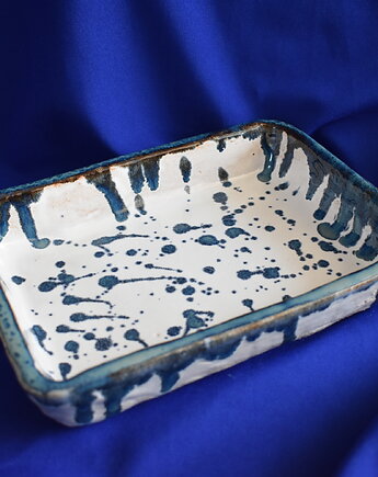 Patera ceramiczna prostokątna, Kobaltowa Sroka
