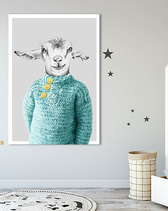 OBRAZ NA PŁÓTNIE -  70x100cm Koziołek Lucek, NOWdeco