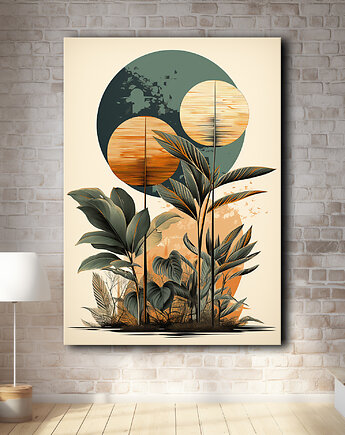 Tropikalne liście - Obraz na płótnie - Druk, Blejtrama - Loft, Minimalizm #12, Black Sapphire Art