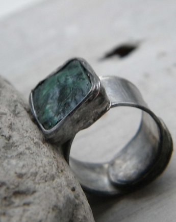(zam ) Roman Ancient Ring ;) surowy malachit, Beata Trotter