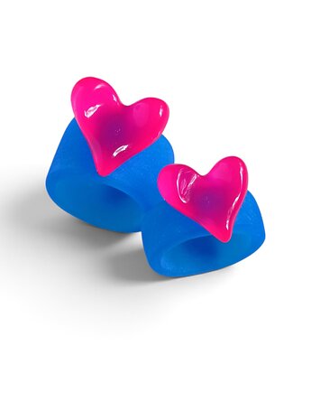 Pierścionek x2 : RAZEM TANIEJ! pierścionki z żywicy : HEART : blue & pink, kaktusia