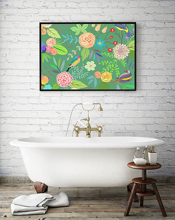 Plakat. Kwiaty i ptaki, Love Life and Forest