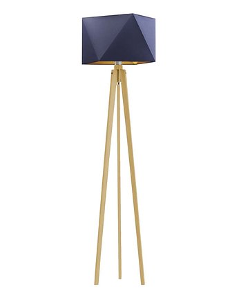 Minimalistyczna lampa stojąca do sypialni na drewnianym stelażu BOMBAJ GOLD, LYSNE