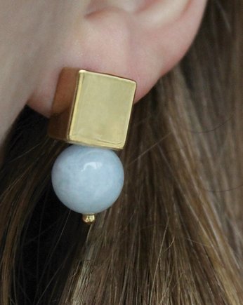 Balans - kolczyki pozłacane z Akwamarynami, Ker Jewellery