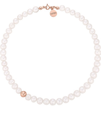 Naszyjnik z różowego złota z pereł naturalnych z kulką, SOTHO