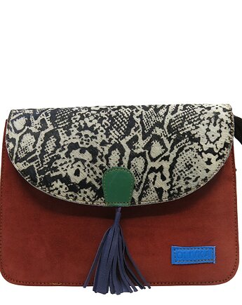 Torebka klasyczna elegancka skórzana zamszowa elegancka klapka wzór OLIVKA, Olivka Warsaw