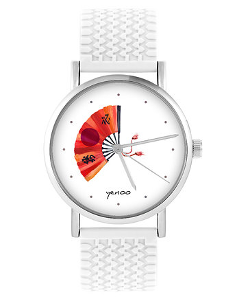 Zegarek - Japoński wachlarz - silikonowy, biały, yenoo