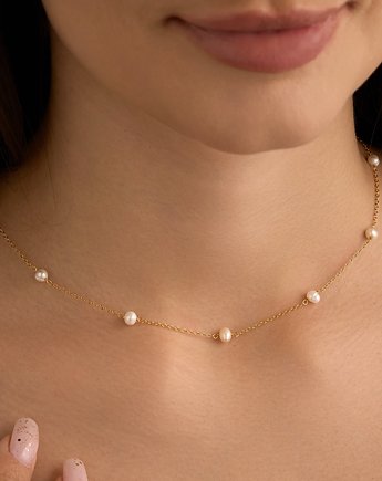 Złoty naszyjnik "White Dream" ozdobiony perłami naturalnymi srebro pozłacane, Coccola JEWELLERY