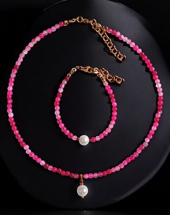 RAZEM TANIEJ! naszyjnik & bransoletka : fuchsia & pearl collection, kaktusia