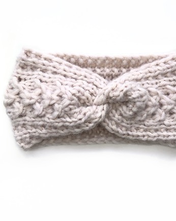 Opaska wełniana handmade natura ecru styl wiktoriański, GANGSTA KNIT