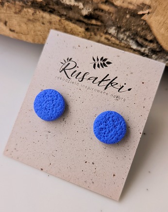 Niebieskie kolczyki sztyfty kropki, kobaltowa biżuteria minimalistyczna, Dary Rusałki