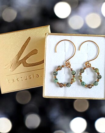 Kolczyki : turkus afrykański : wianki : delikatne : ciekawe bigle, kaktusia