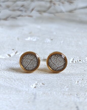 Kolczyki z kolekcji Fau - z teksturą liścia, Slow Jewelry