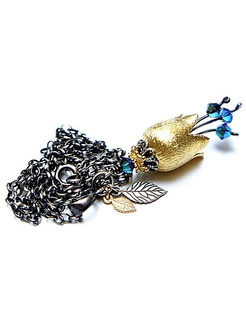 Dzwonek /metalic blue/  naszyjnik, Katia i krokodyl