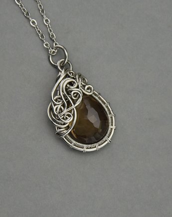 Wisiorek kwarc dymny wire wrapping, Agata Rozanska