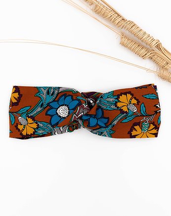 Opaska przeplatana Vintage kolorowe kwiaty, wu handmade