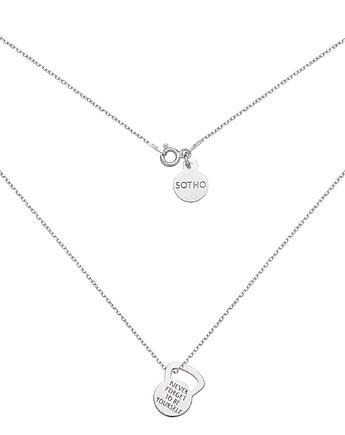 Srebrny naszyjnik kettlebell NEVER FORGET TO BE YOURSELF, SOTHO