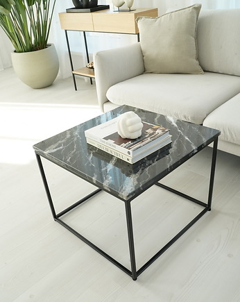 LEA- Stolik z blatem marmurowym, stolik kawowy, Papierówka Simple form of furniture
