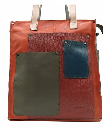 Torebka damska na ramię, shopper, duża, pojemna, mieści A4 skórzana OLIVKA, Olivka Warsaw