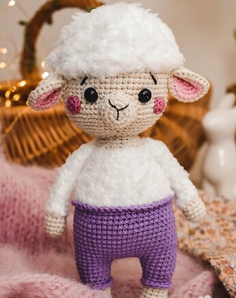 Owieczka maskotka, owieczka na szydełku, owca dla dzieci, owca przytulanka, OSOBY - Prezent dla 3 latka
