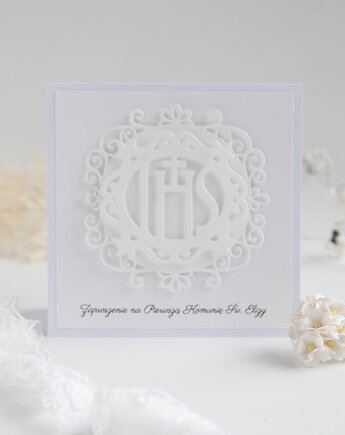 Zaproszenie na komunię białe hostia, Papiernik