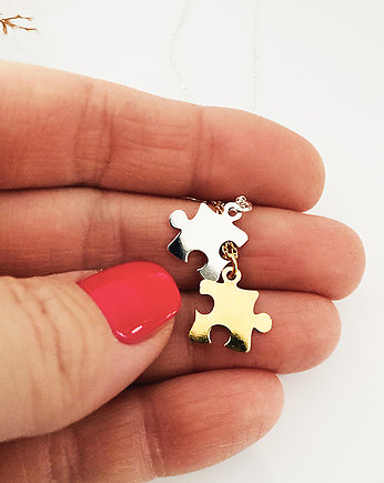 Naszyjnik z puzzlem , srebrny puzzle, Anemon Atelier