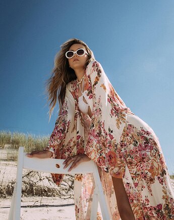 Kimono Flower Ecru LONG, Hippie and Bloom