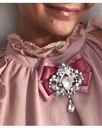 Brosza Exclusive z ogromnym kryształem NEW, Pudrowy Różowy