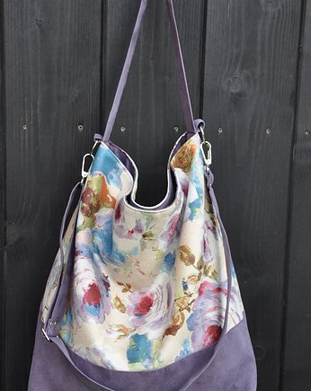 Torbay hobo XXL - print, kwiaty, PRACOWNIA 166