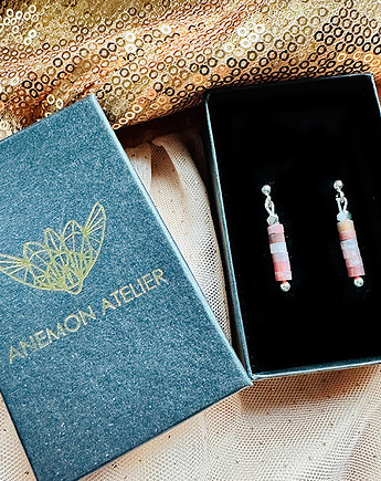 Różowe kolczyki z kamieniami, srebro 925 agat, Anemon Atelier