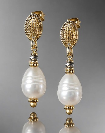 Kolczyki pozłacane Pearls [white] perły vol. 27 , KiKa pracownia
