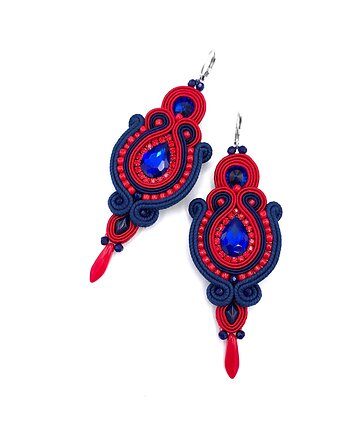 Kolczyki sutasz granatowo czerwone kolorowe Margo długie energetyczne, Katrina Rossa