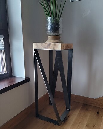 Stolik kwietnik, Walnut Wood and Steel decor