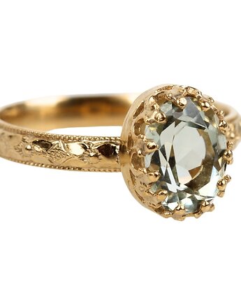 Złoty pierścionek Beau z zielonym ametystem r.17, Blooming Stones