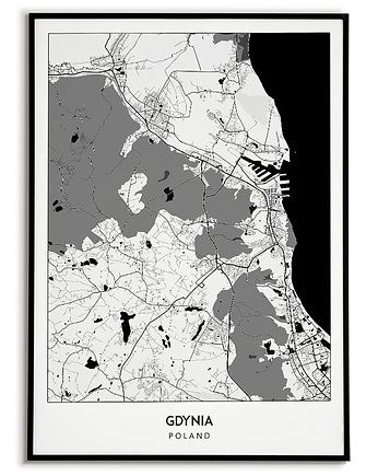 Plakat miasto POLSKA - GDYNIA  obraz MAPA, Bajkowe Obrazki