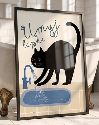 Plakat 50x70  łazienka myj ręce, polkastudio