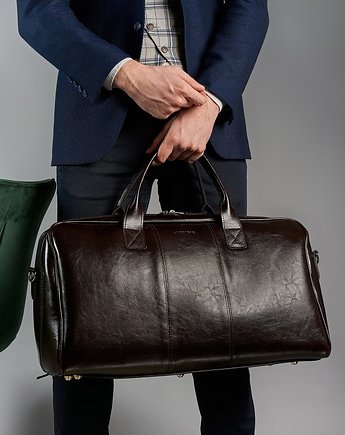 Podróżna torba brodrene smooth leather r10 ciemny brąz, OKAZJE - Prezent na Wieczór kawalerski