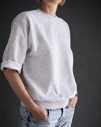 Bluza cięta krótki rękaw zwykły dekolt Szara, ONE MUG A DAY