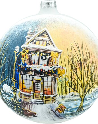 Bombka okrągła: Zimowy domek ze stojakiem, Syn Bombkarza