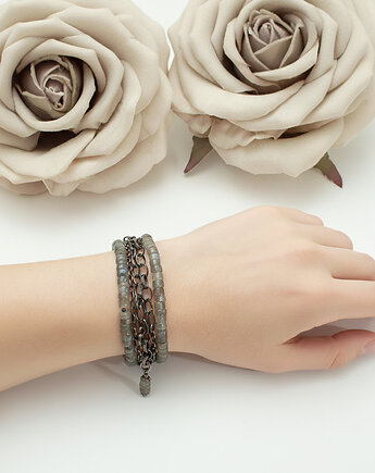 Unikatowa bransoletka srebrna, labradoryt, oksydowane srebro 925, Yamira Art Studio