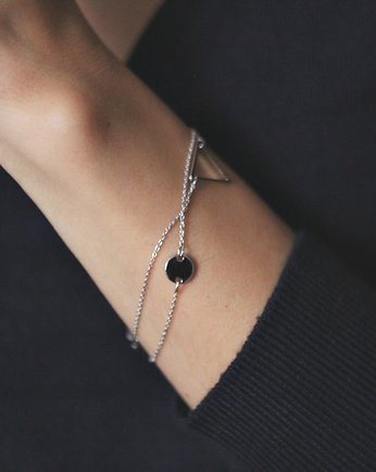 Rhodium Plated 2 Holes Small Round Tag Bracelet, Le Boho Bleu