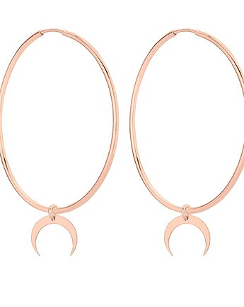 Kolczyki duże koła z księżycami różowym złocie, SOTHO