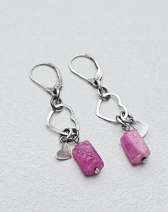 Kolczyki srebrne Walentynkowe Rubinowe Zakochańce