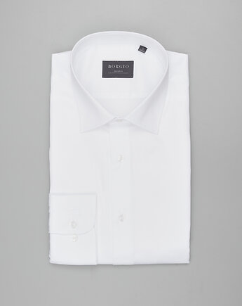Koszula manziana 00598 długi rękaw biały slim fit, BORGIO