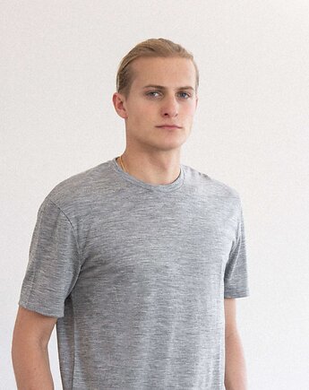 Kameleon Koszulka Wełniana Męska  Szara 100% Merino RWS T-shirt, KOPYTO