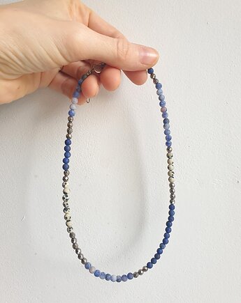 Naszyjnik choker NEO lapis lazuli, jaspis niebieski, dalmatyński, hematyt, modesign