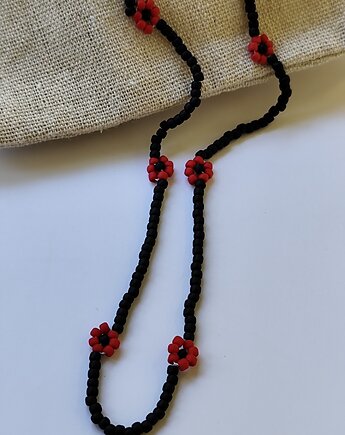 Naszyjnik kwiatki czarny, Waszkamade