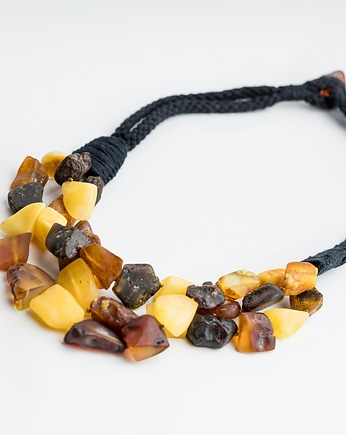 Naszyjnik bursztynowy sznurek makrama, AmberMal